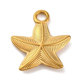 Ocean Theme 304 Stainless Steel Pendants, Real 18K Gold Plated, Starfish, 21.5x19x3mm, Hole: 2.8mm