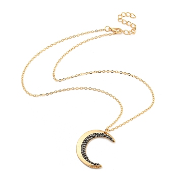 Alloy Crescent Moon Pendant Necklaces with Ore Chips, Golden, 18.11 inch(46cm)