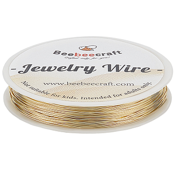 50M Round Copper Wire, Copper Beading Wire for Jewelry Making, Real 14K Gold Plated, 0.6mm, 22 Gauge, about 164.04 Feet(50m)/Set