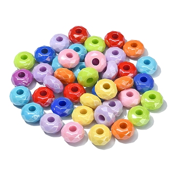 Opaque Acrylic European Beads, Large Hole Beads, Rondelle, Mixed Color, 14.5x8mm, Hole: 4.5mm