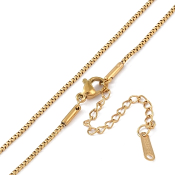 Ion Plating(IP) 201 Stainless Steel Chain Necklaces, Box Chains, Real 18K Gold Plated, 16.10 inch(40.9cm)