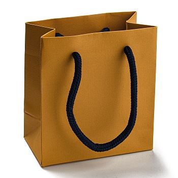 Paper Gift Bags, Rectangle Shopping Bags, Wedding Gift Bags with Handles, Orange, Fold: 12x10.9x0.25cm, Unfold: 12x10.9x6cm