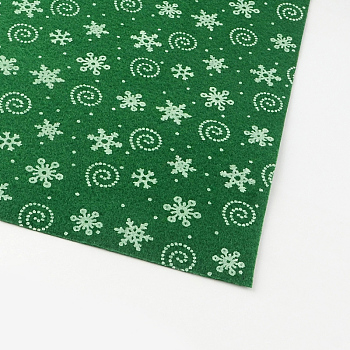 Snowflake & Helix Pattern Printed Non Woven Fabric Embroidery Needle Felt for DIY Crafts, Green, 30x30x0.1cm, 50pcs/bag