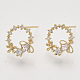 Brass Micro Pave Clear Cubic Zirconia Stud Earrings(X-EJEW-T007-15G-NF)-1