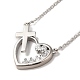 Clear Cubic Zirconia Heart with Cross Pendant Necklace(NJEW-Q314-02P)-3