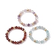 3Pcs Natural Gemstone Faceted Round Stretch Finger Rings(RJEW-JR00636)-1
