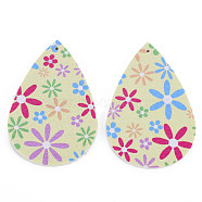 PU Leather Big Teardrop Pendants, Easter Theme, Pale Goldenrod, 55~56.5x35~37x2mm, Hole: 1~2mm(FIND-T058-A46)
