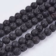 Natural Lava Rock Stone Bead Strands, Round, 6.5mm, Hole: 0.5mm, about 63pcs/strand, 14.9 inch(X-G-R193-18-6mm)