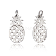201 Stainless Steel Pendants, Pineapple, Stainless Steel Color, 17.5x9x1mm, Hole: 3mm(STAS-S105-T563D-9-1)