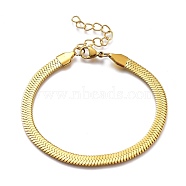 Unisex 304 Stainless Steel Herringbone Chain Bracelets, with Lobster Claw Clasps, Golden, 7-1/8 inch(18.2cm), 5.3mm(BJEW-O177-01B-G)