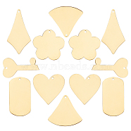 SUNNYCLUE 304 Stainless Steel Pendants, Manual Polishing, Stamping Blank Tag, Laser Cut, Mixed Shape, Golden, 19.7~28.5x12.5~21.5x0.8mm, Hole: 1.2mm, 12pcs/box(STAS-SC0001-78G)
