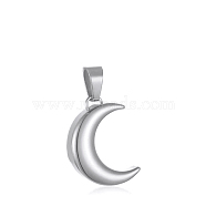 Openable Alloy Memorial Urn Ashes Pendants, Moon, Silver, 23x16mm(BOTT-PW0002-058A-S)