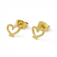 Vacuum Plating 304 Stainless Steel Hollow Out Heart Stud Earrings for Women, Golden, 6x7mm, Pin: 0.8mm(EJEW-P212-12G)