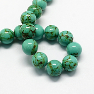 Dyed Synthetic Turquoise Gemstone Bead Strands, Round, Medium Sea Green, 8mm, Hole: 1mm, about 50pcs/strand, 15.7 inch(TURQ-R032-8mm-XSS10)
