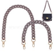WADORN 2Pcs 2 Style Matte Style Acrylic Cable Chain Bag Handles, with Alloy Swivel Clasps, for Bag Strap Replacement Accessories, Coconut Brown, 40~60cm, 1pc/style(FIND-WR0007-72)