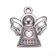 Tibetan Style Alloy Pendants, Lead Free and Cadmium Free, Angel, Antique Silver Color, 21x19x3mm, Hole: 2mm(TIBEB-A11978-AS-LF)