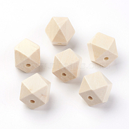 Unfinished Wood Beads, Natural Wooden Beads, Polygon, Navajo White, 15x15x15mm, Hole: 3.5mm(X-WOOD-S037-107-15mm)