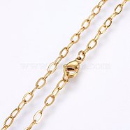 304 Stainless Steel Cable Chains Necklaces, with Lobster Claw Clasps, Golden, 17.7 inch(45cm), 2.8x0.6mm, link: 5x2.8x0.6mm(MAK-L015-35A)