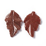 Synthetic Goldstone Pendants, Leaf Charms, 41.5x25~26x5mm, Hole: 0.8mm(G-I336-01-17)