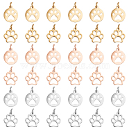 DICOSMETIC 36Pcs 6 Style 304 Stainless Steel Pendants, Hollow, Dog Paw Prints, Mixed Color, 6pcs/style(STAS-DC0006-51)