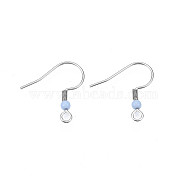 304 Stainless Steel Earring Hooks, Ear Wire, with Acrylic Beads and Horizontal Loop, Light Steel Blue, 19.5x18.5mm, Hole: 2mm, Pin: 0.6mm(STAS-S057-63B)