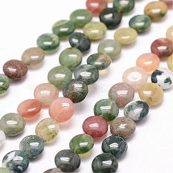 Natural Indian Agate Beads Strands, Flat Round, 8x4.5mm, Hole: 1.2mm, 49pcs/strand, 15.7 inch(G-N0173-06-8x4.5mm)