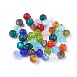 Handmade Silver Foil Glass Beads, Round, Mixed Color, about 8mm in diameter, hole: 1.5mm(SLR8MMJ-1)