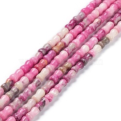 Natural Quartz Beads Strands, Dyed, Bone, Pink, 10x5mm, Hole: 0.6mm, about 41pcs/strand, 15.75~16.14 inch(40~41cm)(G-C034-03A)