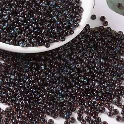 MIYUKI Round Rocailles Beads, Japanese Seed Beads, (RR4502) Transparent Dark Topaz Picasso, 8/0, 3mm, Hole: 1mm, about 19000~20500pcs/pound(SEED-G008-RR4502)