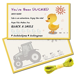 Paper Card, Greeting Card, Thank You Card, with Jute Twine, Rectangle with Duck & Word, Sun, Card: 87.5x50mm, 50pcs; Jute Twine: 2mm, 10m(AJEW-CN0001-74H)