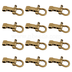 12Pcs Tibetan Style Alloy D-Ring Anchor Shackle Clasps, for Bracelet Making, Antique Bronze, 38x26.5x8.5mm, Hole: 8x5mm and 5mm(FIND-FH0008-01)