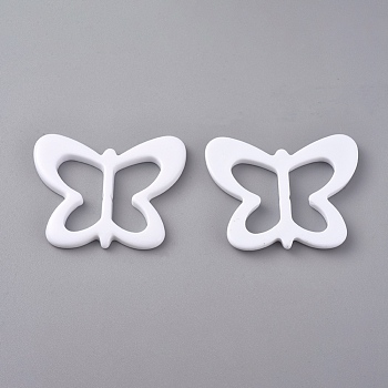 Resin Buckle Clasps, For Webbing, Strapping Bags, Garment Accessories, Butterfly, White, 44.5x55.5x5mm, Hole: 16x25mm