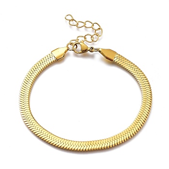 Unisex 304 Stainless Steel Herringbone Chain Bracelets, with Lobster Claw Clasps, Golden, 7-1/8 inch(18.2cm), 5.3mm