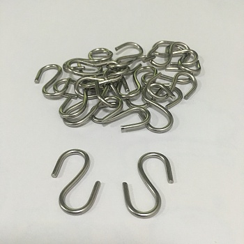 304 Stainless Steel S Hook Findings, Stainless Steel Color, 27x12x2mm