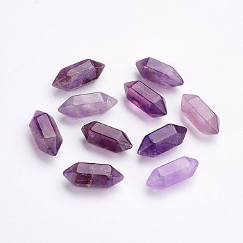Natural Amethyst Beads, Double Terminated Point, Healing Stones, Reiki Energy Balancing Meditation Therapy Wand, No Hole, 20x8mm