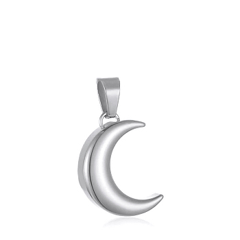 Openable Alloy Memorial Urn Ashes Pendants, Moon, Silver, 23x16mm