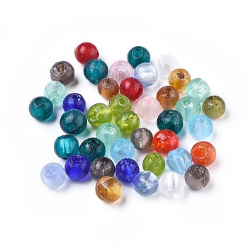 Handmade Silver Foil Glass Beads, Round, Mixed Color, about 8mm in diameter, hole: 1.5mm