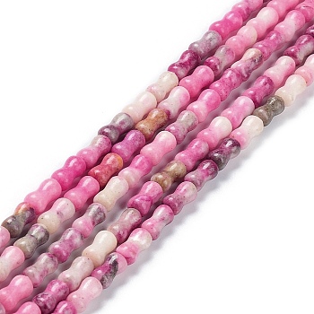 Natural Quartz Beads Strands, Dyed, Bone, Pink, 10x5mm, Hole: 0.6mm, about 41pcs/strand, 15.75~16.14 inch(40~41cm)