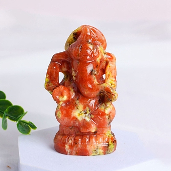 Ganesha Natural Tourmaline Healing Figurines, Reiki Energy Stone Display Decorations, 70mm