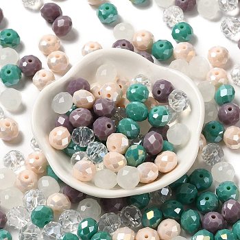 Glass Beads, Faceted, Rondelle, Thistle, 10x8mm, Hole: 1mm, about 67pcs/60g