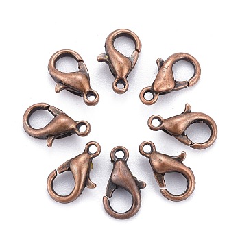 Zinc Alloy Lobster Claw Clasps, Parrot Trigger Clasps, Cadmium Free & Nickel Free & Lead Free, Red Copper, 10x6mm, Hole: 1mm