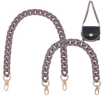 WADORN 2Pcs 2 Style Matte Style Acrylic Cable Chain Bag Handles, with Alloy Swivel Clasps, for Bag Strap Replacement Accessories, Coconut Brown, 40~60cm, 1pc/style
