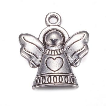 Tibetan Style Alloy Pendants, Lead Free and Cadmium Free, Angel, Antique Silver Color, 21x19x3mm, Hole: 2mm