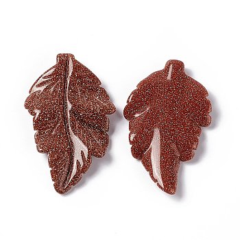 Synthetic Goldstone Pendants, Leaf Charms, 41.5x25~26x5mm, Hole: 0.8mm