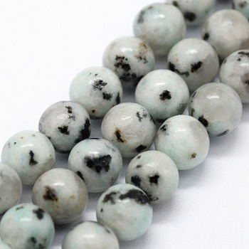 Natural Sesame Jasper/Kiwi Jasper Beads Strands, Round, 6~6.5mm, Hole: 0.5mm, about 63pcs/strand,  14.96 inch(38cm)