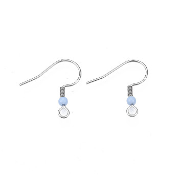 304 Stainless Steel Earring Hooks, Ear Wire, with Acrylic Beads and Horizontal Loop, Light Steel Blue, 19.5x18.5mm, Hole: 2mm, Pin: 0.6mm