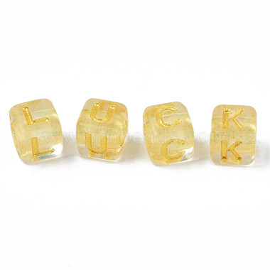 Transparent Golden Plating Acrylic Beads(PACR-S219-24)-5