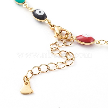 Bracelets et colliers chaîne à maillons mauvais œil en laiton émaillé ensembles de bijoux(SJEW-JS01185)-5