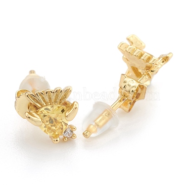 Brass Cubic Zirconia Stud Earring(EJEW-O106-02G)-2