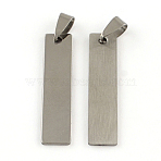 Non-Tarnish 201 Stainless Steel Rectangle Stamping Mirror Polished Finish Blank Tag Pendants, with Snap on Bails Clasps, One Side Polishing, Stainless Steel Color, 40x9x1mm, Hole: 7x3.5mm(X-STAS-R064-15)